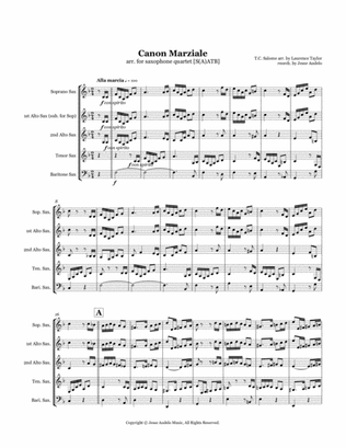 Canon Marziale by T.C. Salome arranged for Saxophone Quartet