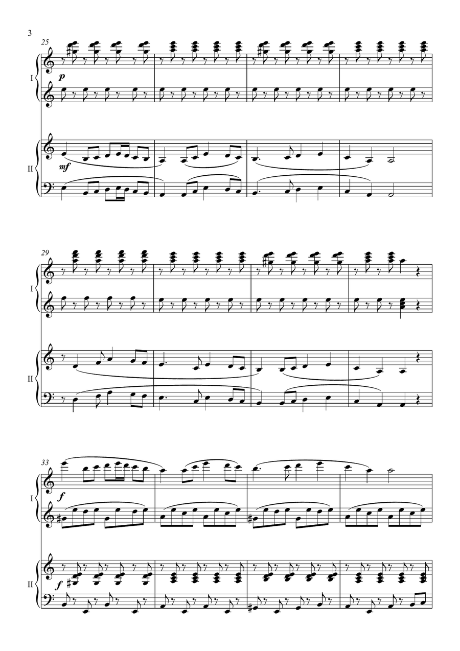 Tetris Theme (Korobeiniki) - Piano, 4 Hands 1 Piano, 4-Hands scores gallery preview page 4