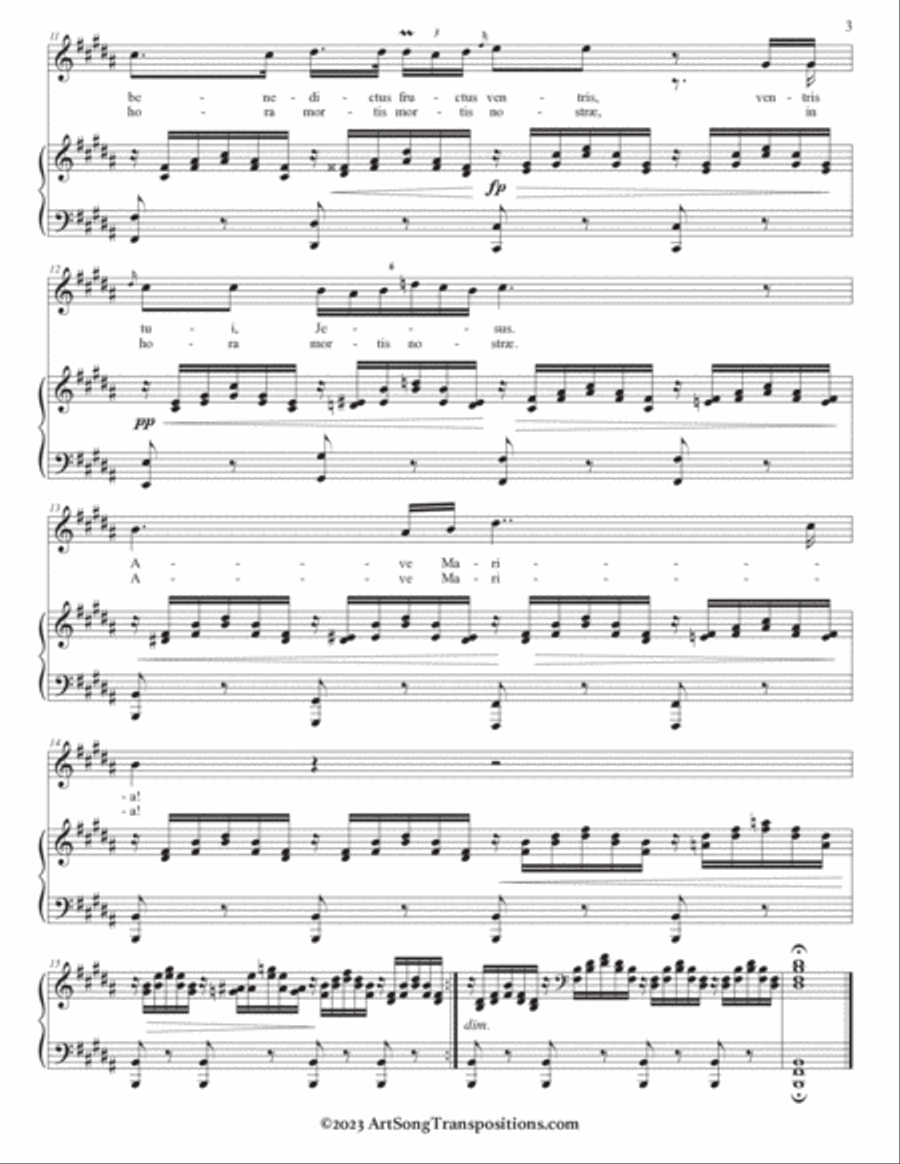 SCHUBERT: Ave Maria, D. 839 (transposed to B major and B-flat major) Voice scores gallery preview page 4