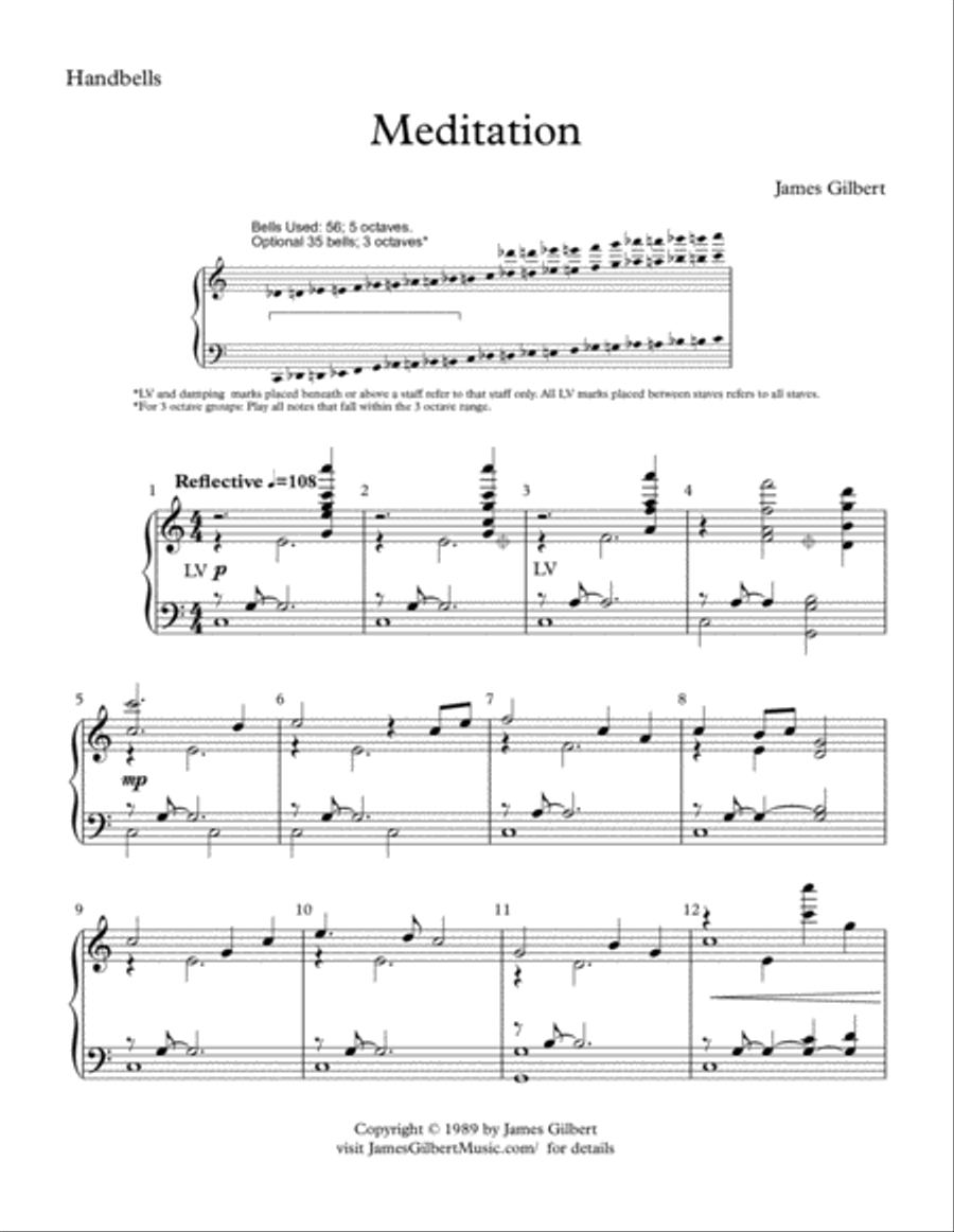 Meditation Handbell Choir scores gallery preview page 1
