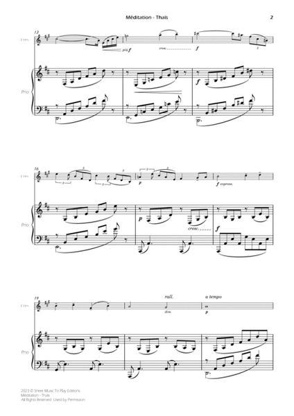 Meditation from Thais - English Horn and Piano (Full Score and Parts) image number null
