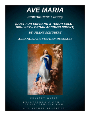 Ave Maria (Portuguese Lyrics - Duet for Soprano & Tenor Solo - High Key - Organ Accompaniment)