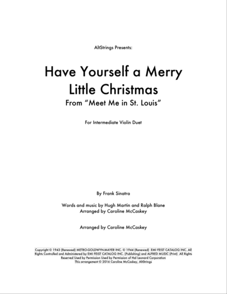 Have Yourself A Merry Little Christmas from MEET ME IN ST. LOUIS String Duet scores gallery preview page 1