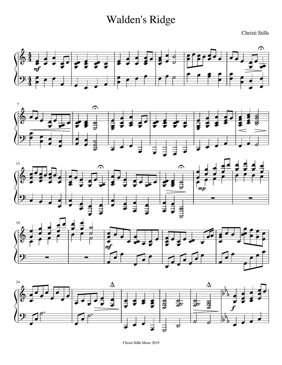 Walden's Ridge (for Piano) Piano Solo scores gallery preview page 1