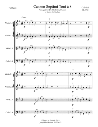 Gabrieli: Canzon Septimi Toni Ch. 172 for Double String Quartet