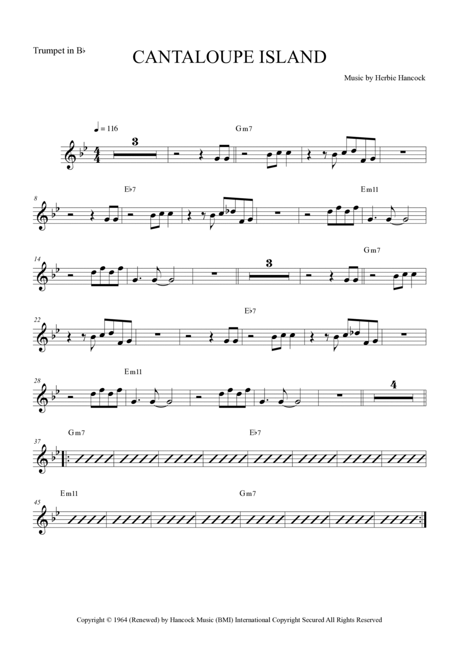 Cantaloupe Island Cantaloupe Island Trumpet Solo scores gallery preview page 1