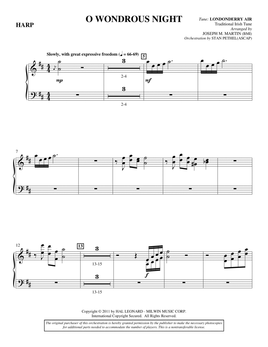 O Wondrous Night - Harp O Wondrous Night - Harp Choir scores gallery preview page 1