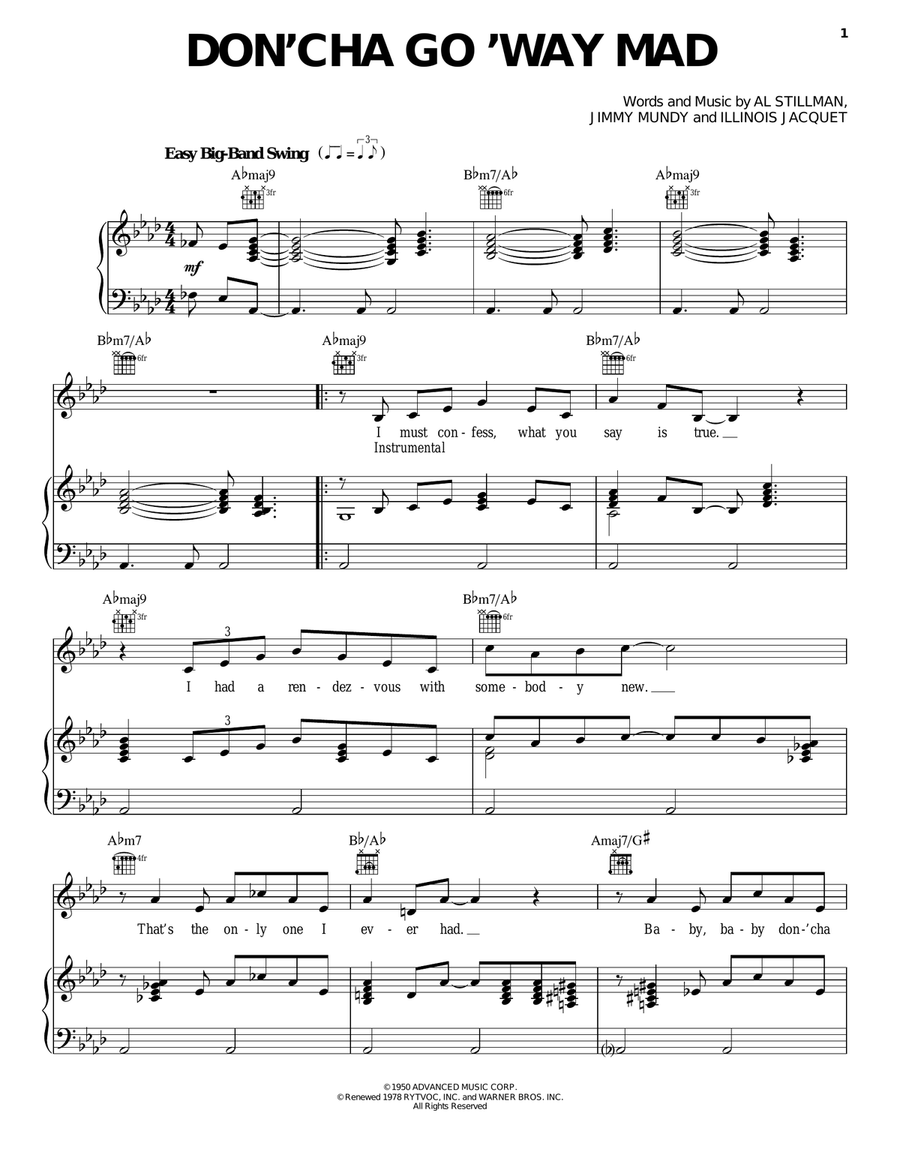 Don'cha Go 'Way Mad Don'cha Go 'Way Mad Piano, Vocal, Guitar scores gallery preview page 1