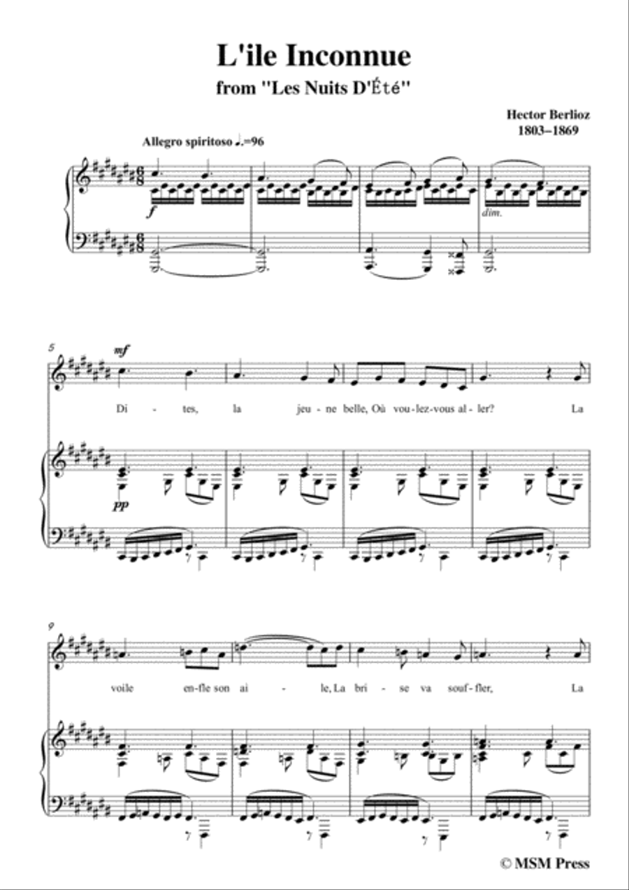 Berlioz-L'ile Inconnue in C sharp Major,for voice and piano Voice Solo scores gallery preview page 3