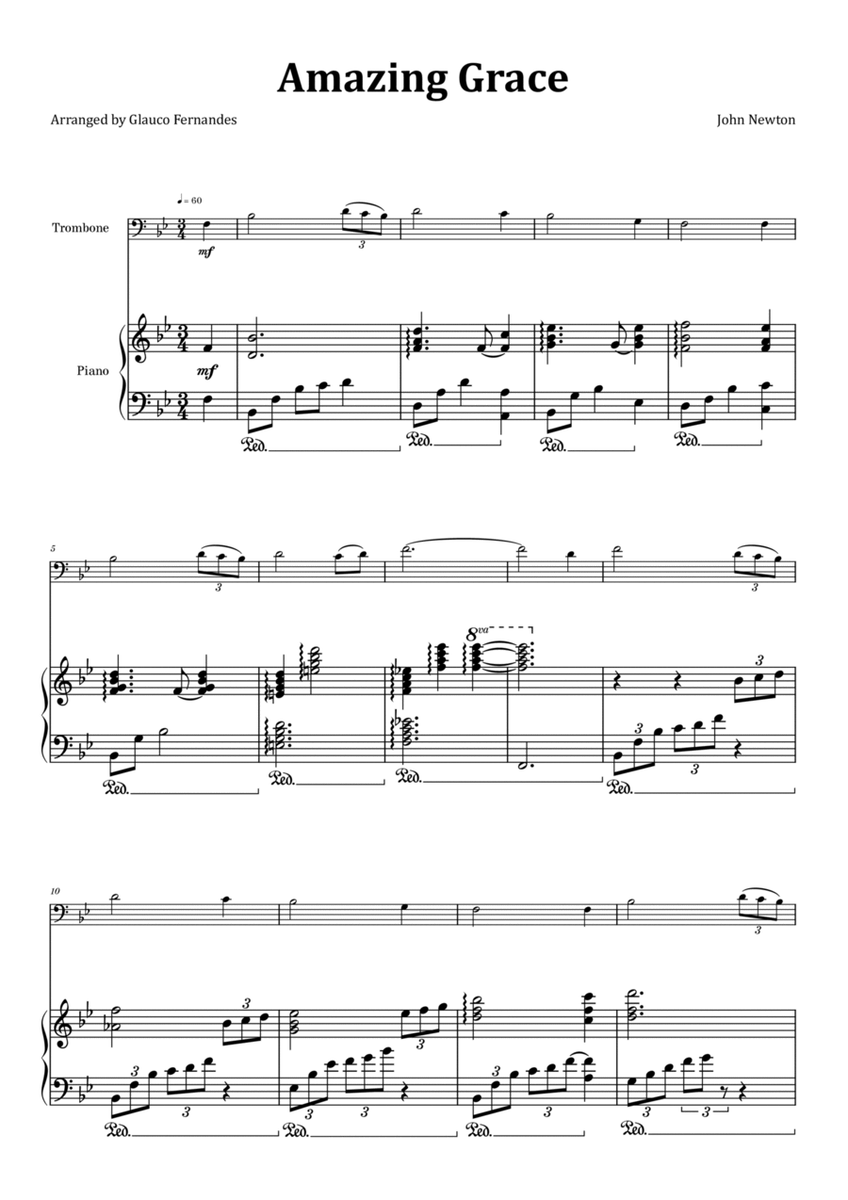 Amazing Grace - Trombone & Piano image number null