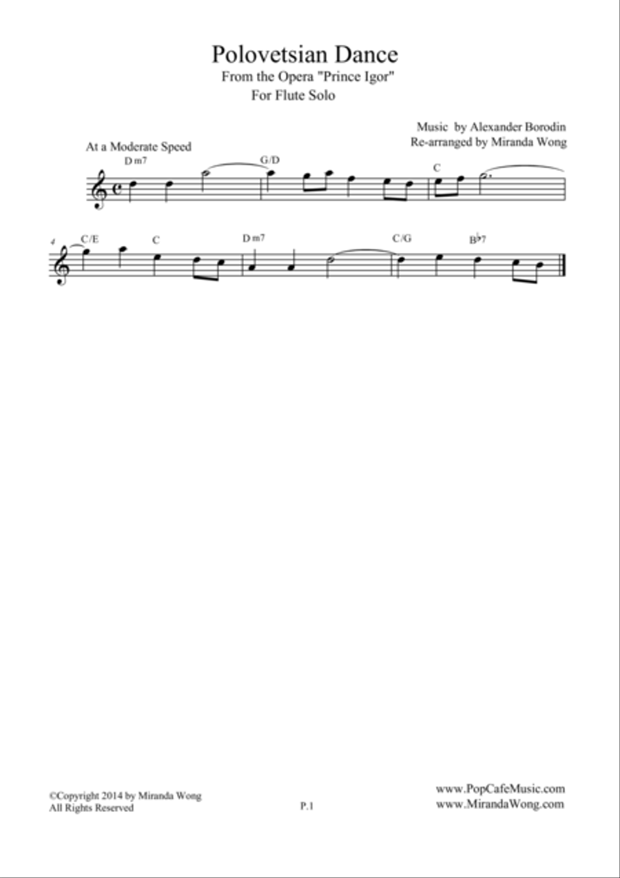 Polovetsian Dances (from Prince Igor) - Lead Sheet for Violin Solo Saxophone scores gallery preview page 1