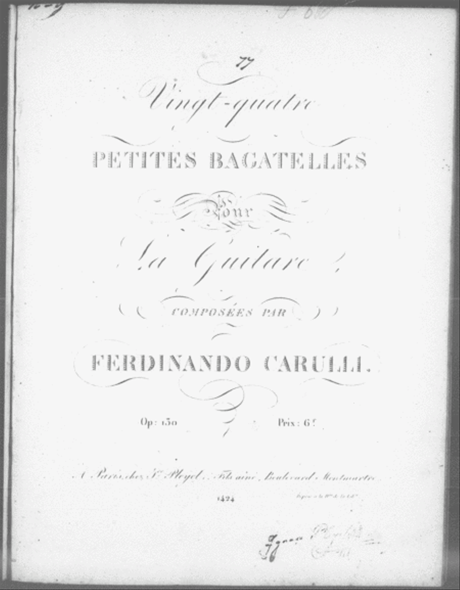 Carulli, Ferdinando - 24 Petites Bagatelles pour la guitare Op.130 (1 à 12) Acoustic Guitar scores gallery preview page 1
