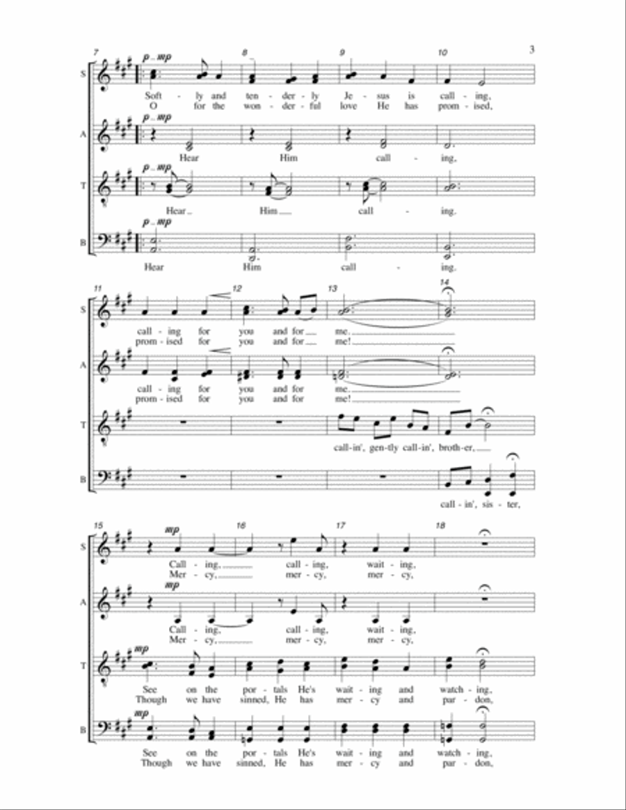 Softly and Tenderly 4-Part scores gallery preview page 2