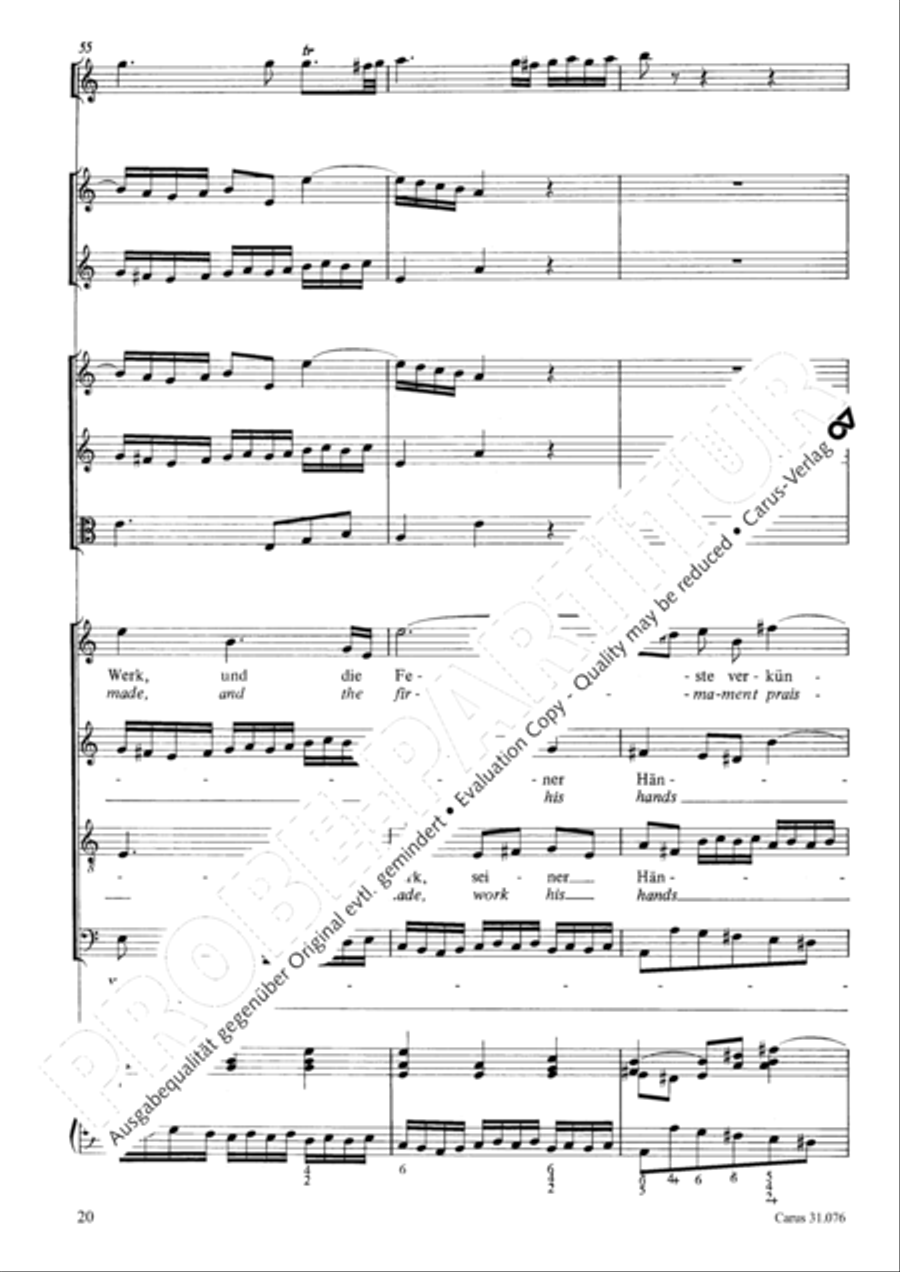 The heavens are telling the Father's glory (Die Himmel erzahlen die Ehre Gottes) 4-Part scores gallery preview page 21
