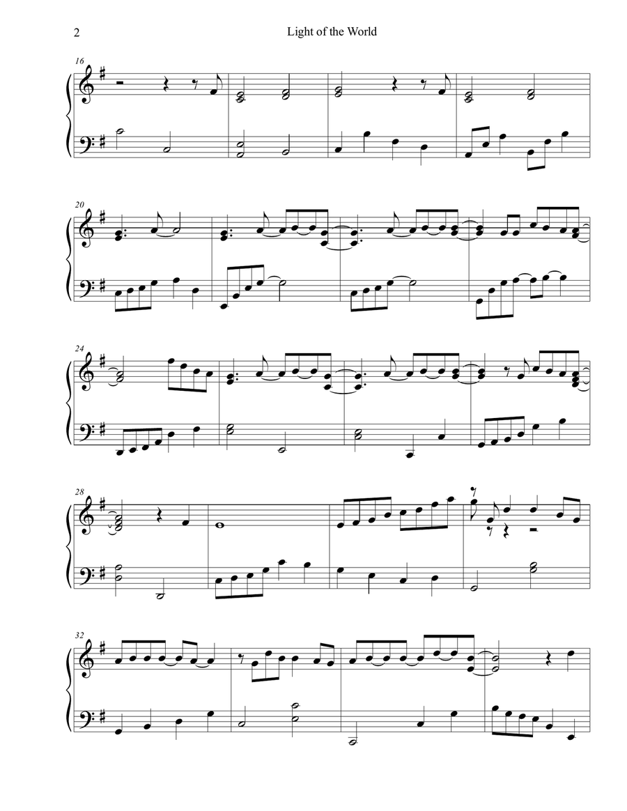Light Of The World Light Of The World Piano Solo scores gallery preview page 2