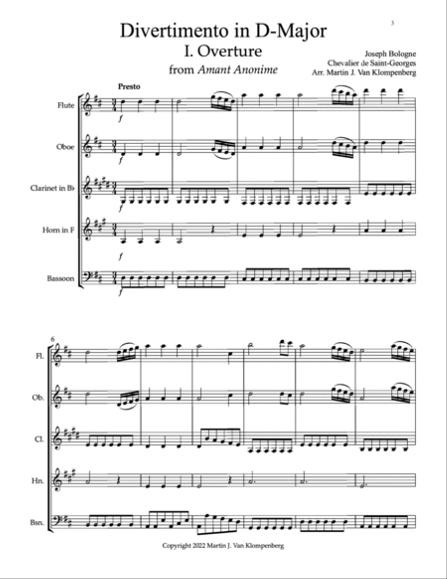 Divertimento in D-Major Woodwind Quintet scores gallery preview page 5