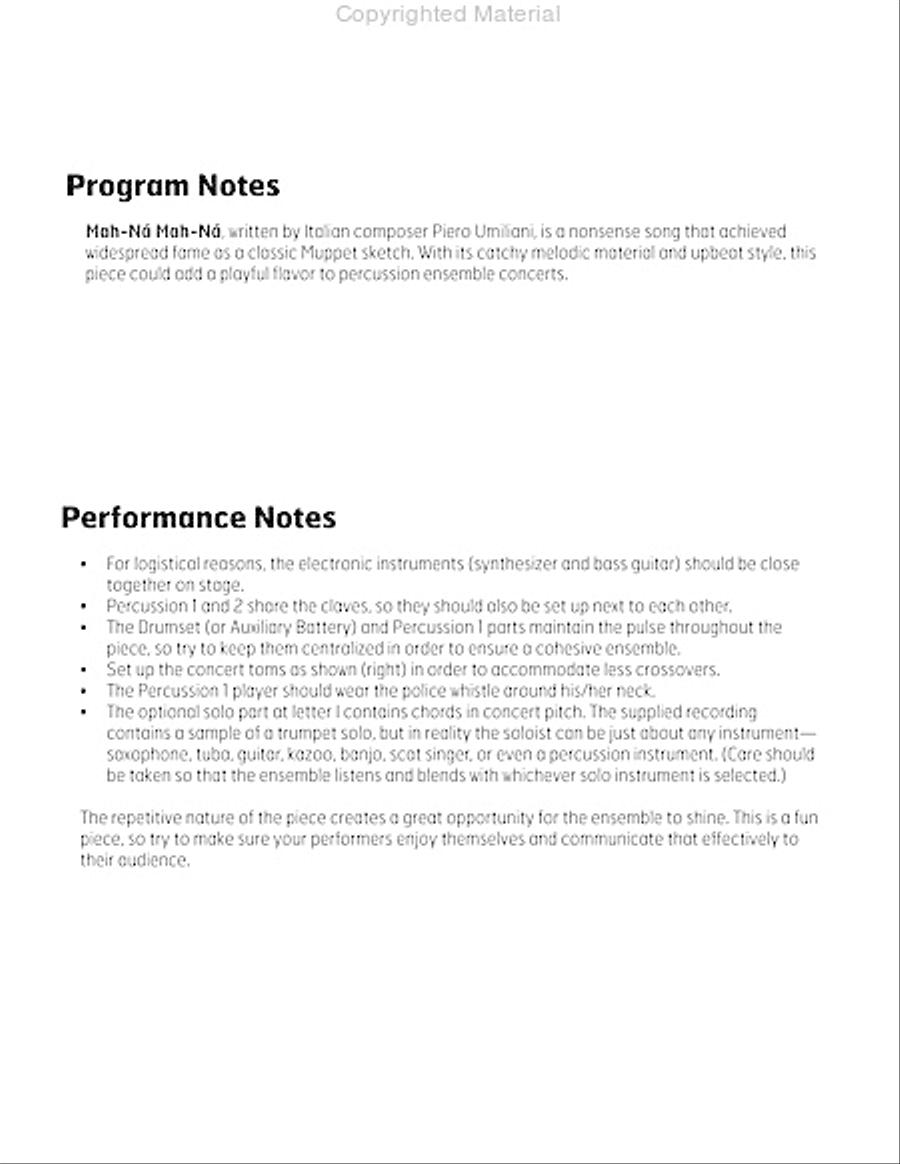 Mah-Na Mah-Na Percussion Ensemble scores gallery preview page 3