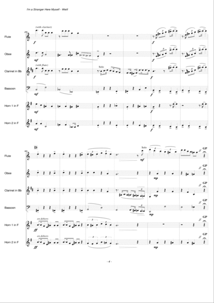 I'm A Stranger Here Myself Woodwind Ensemble scores gallery preview page 5
