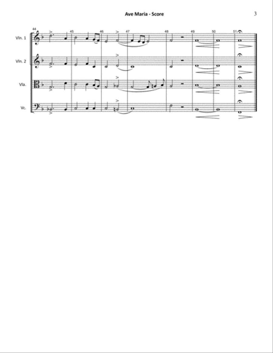 Ave Maria WAB 6 (Bruckner) STRING QUARTET String Quartet scores gallery preview page 3