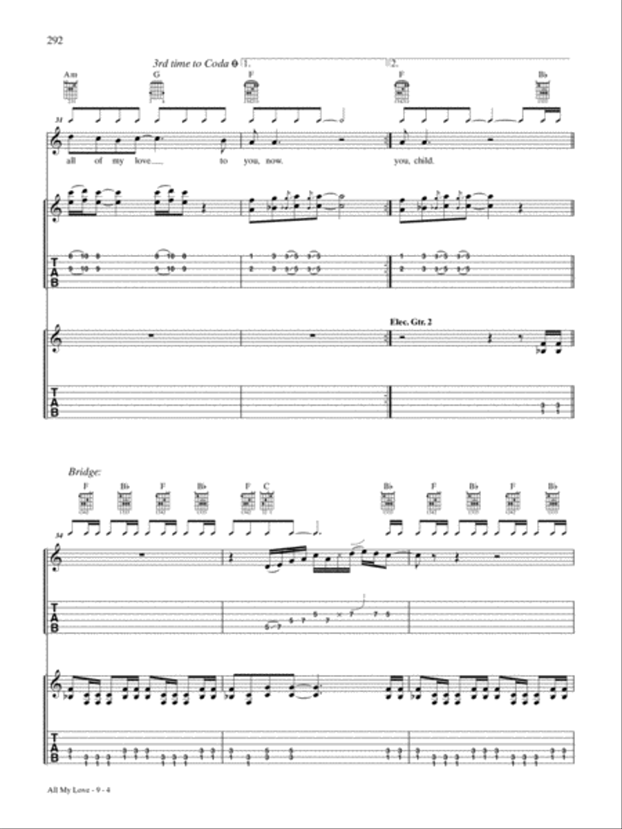 All My Love Guitar Tablature scores gallery preview page 4