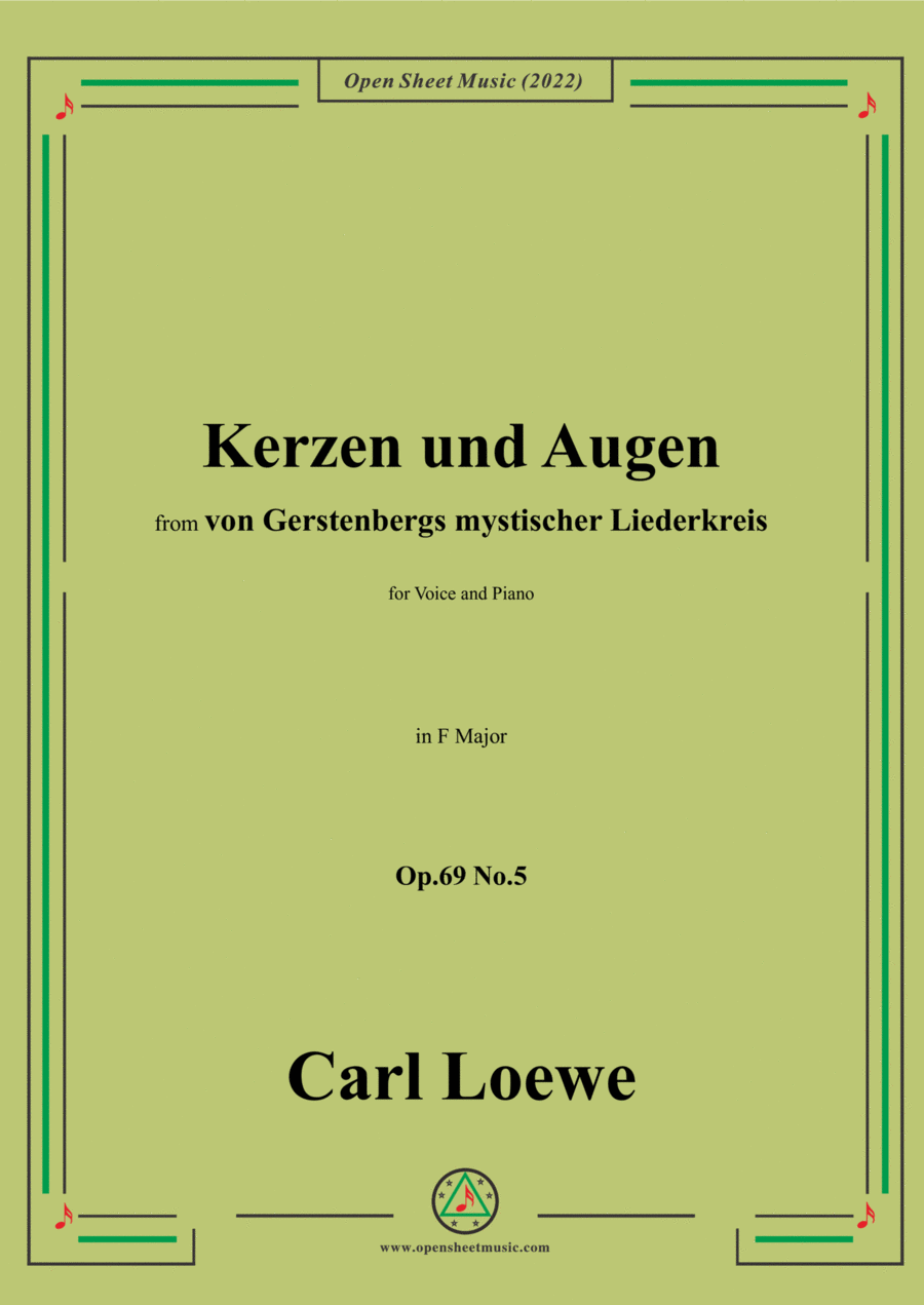 Loewe-Kerzen und Augen,Op.69 No.5,in F Major Voice scores gallery preview page 1