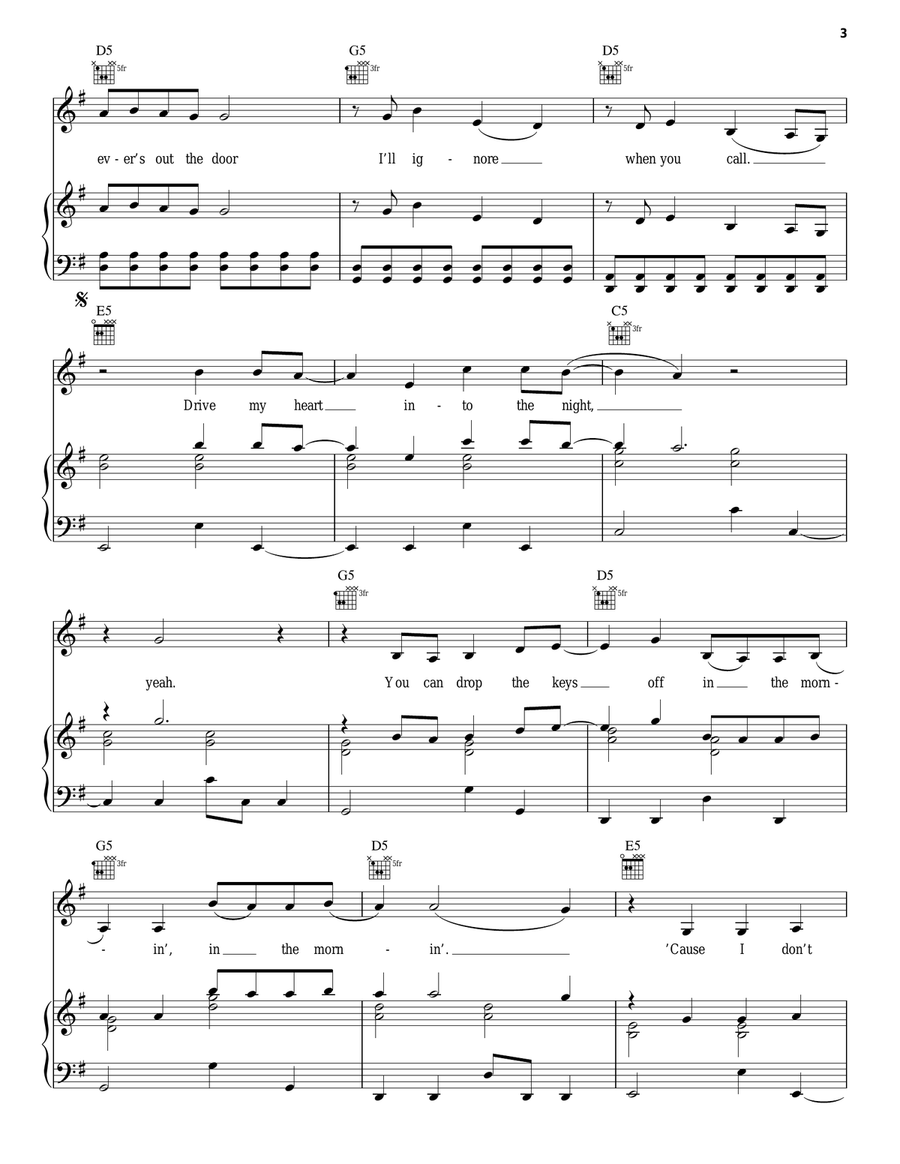 Drive Piano, Vocal, Guitar scores gallery preview page 3