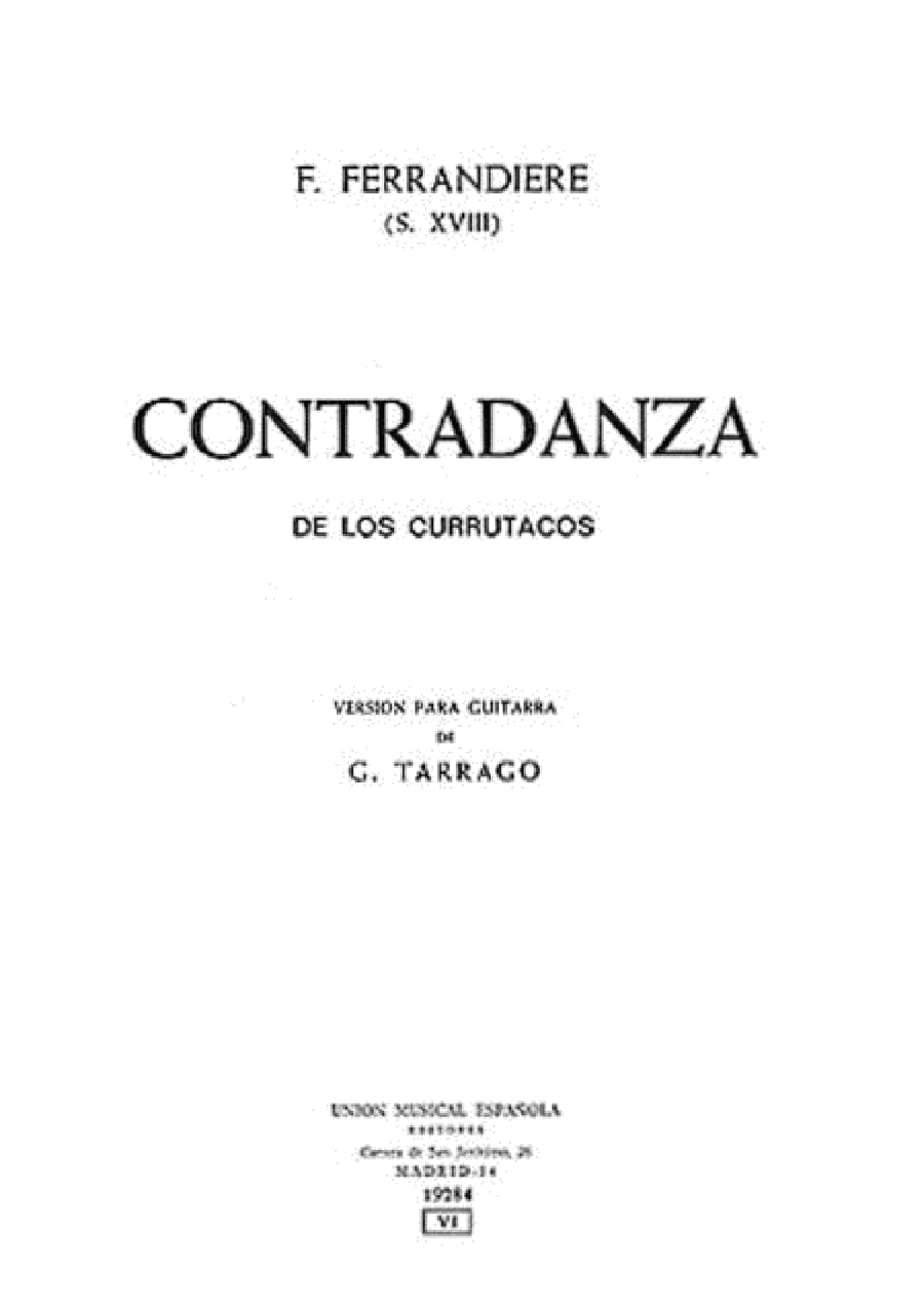 Ferandiere Contradanza (tarrago) Guitar Acoustic Guitar scores gallery preview page 1