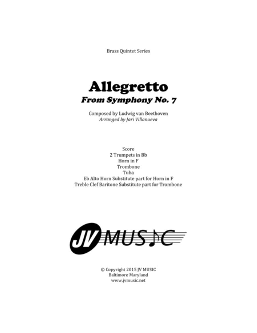 Allegretto from Symphony No. 7 By Beethoven Brass Ensemble scores gallery preview page 1