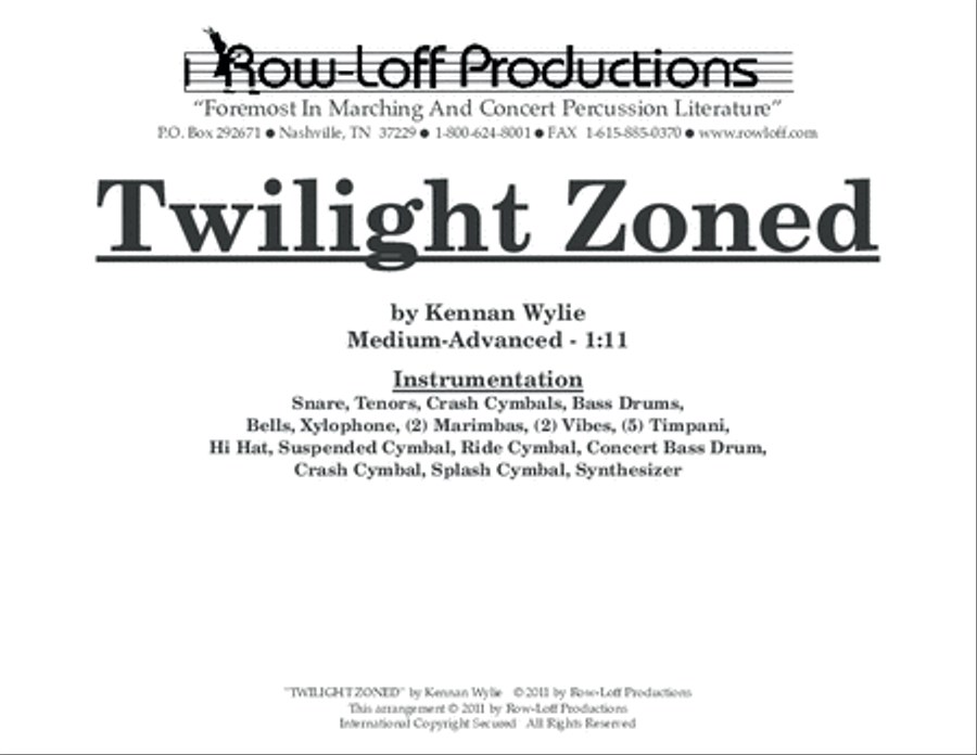 Twilight Zoned Percussion Ensemble scores gallery preview page 2