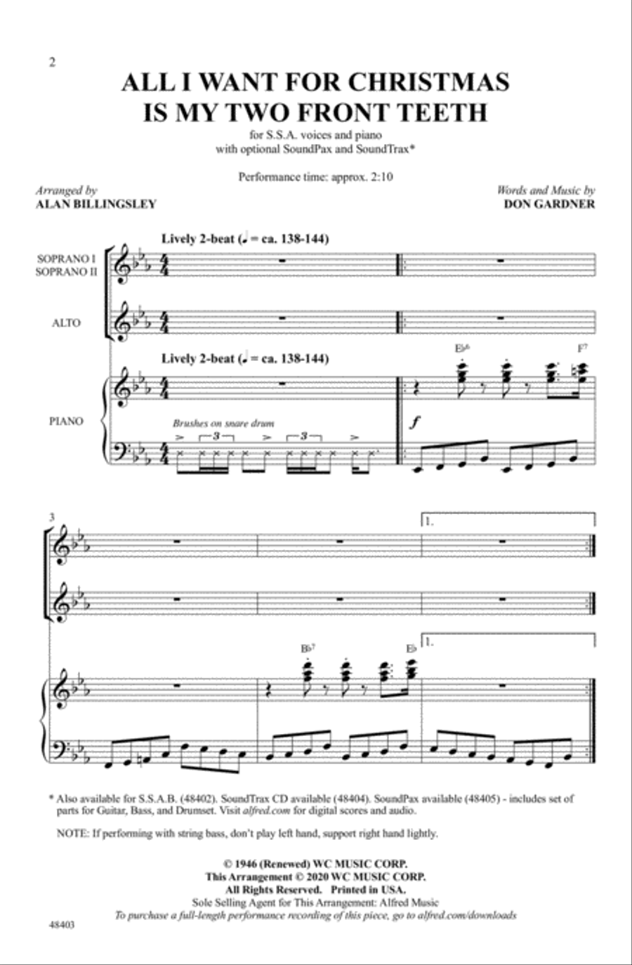 All I Want for Christmas Is My Two Front Teeth Choir scores gallery preview page 1