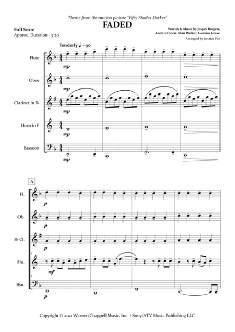 Faded Woodwind Quintet scores gallery preview page 3