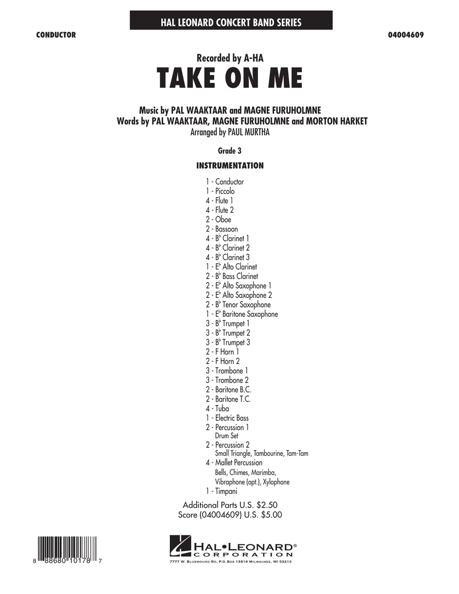 Take on Me - Conductor Score (Full Score) Concert Band scores gallery preview page 1