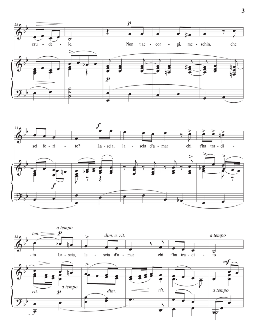 FASOLO: Cangia, cangia tue voglie (transposed to B-flat major) Piano, Vocal scores gallery preview page 4