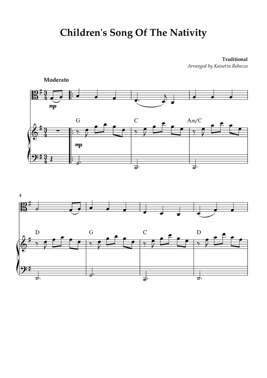 Children's Song Of The Nativity Viola scores gallery preview page 1