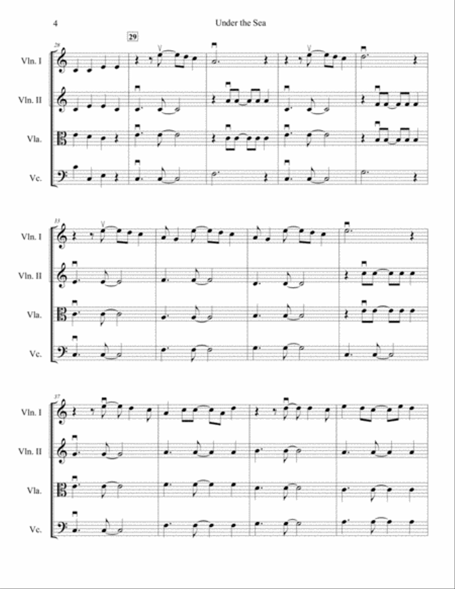 Under The Sea Under The Sea String Quartet scores gallery preview page 4