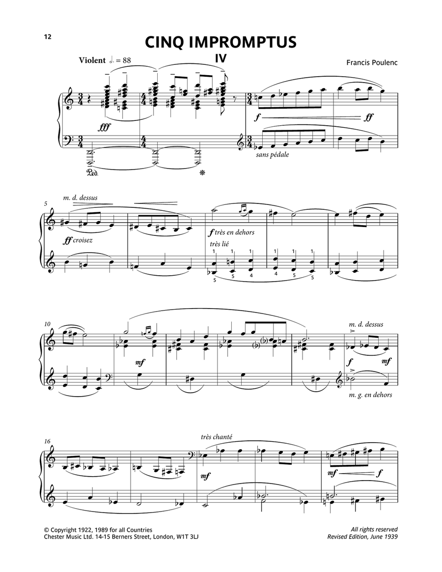 Five Impromptus - IV. Violent Piano Solo scores gallery preview page 1