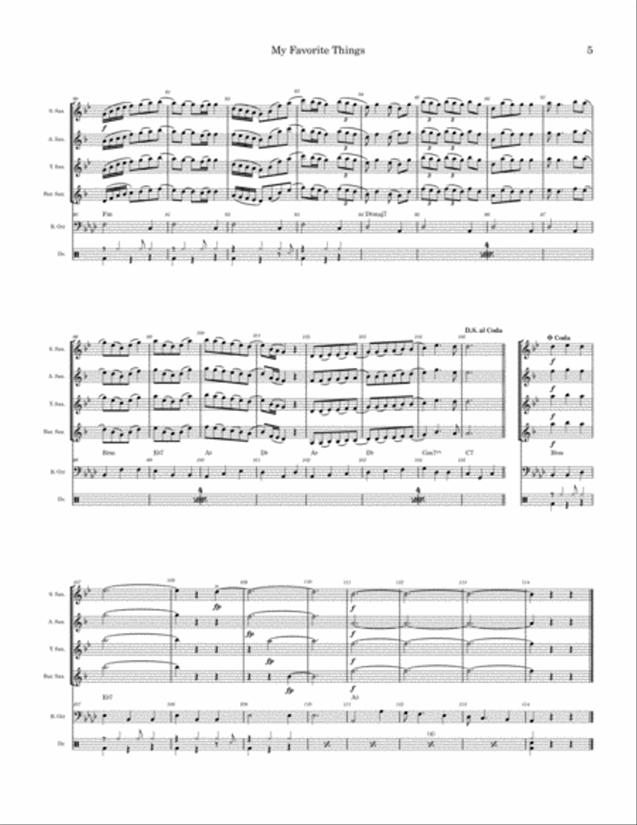 My Favorite Things Saxophone Quartet scores gallery preview page 5