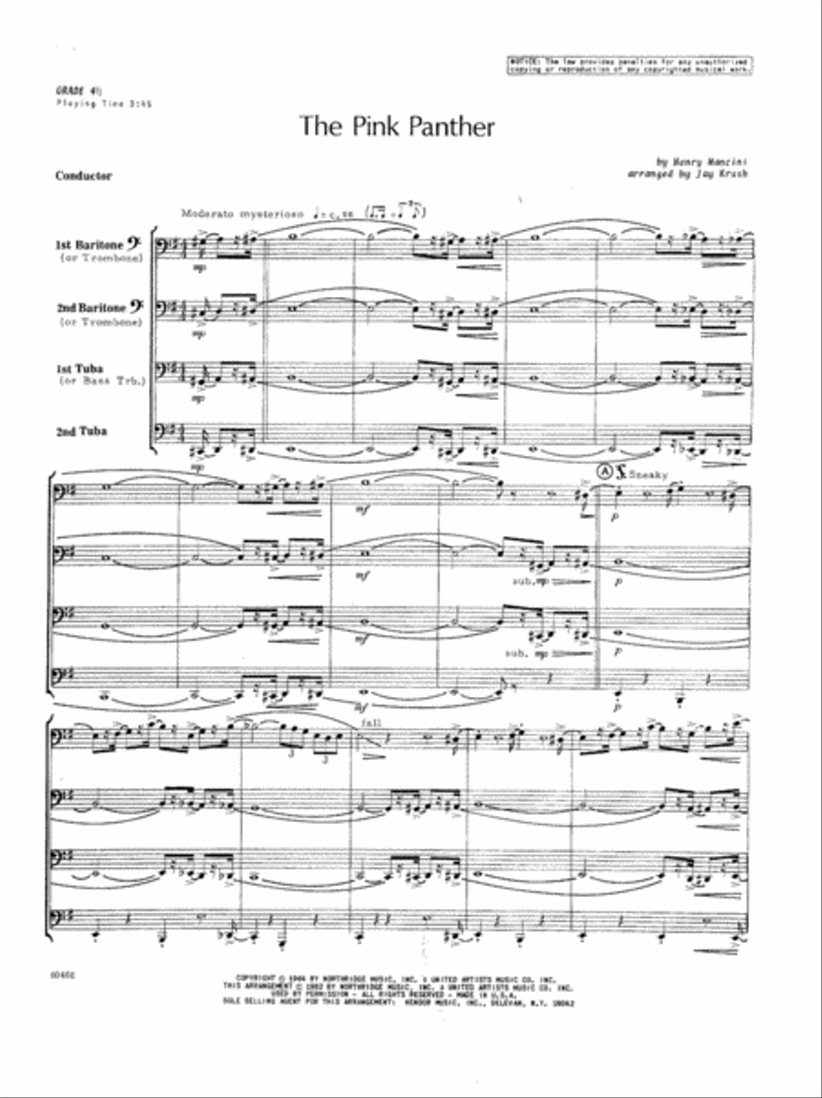 Pink Panther, The Tuba Quartet scores gallery preview page 4