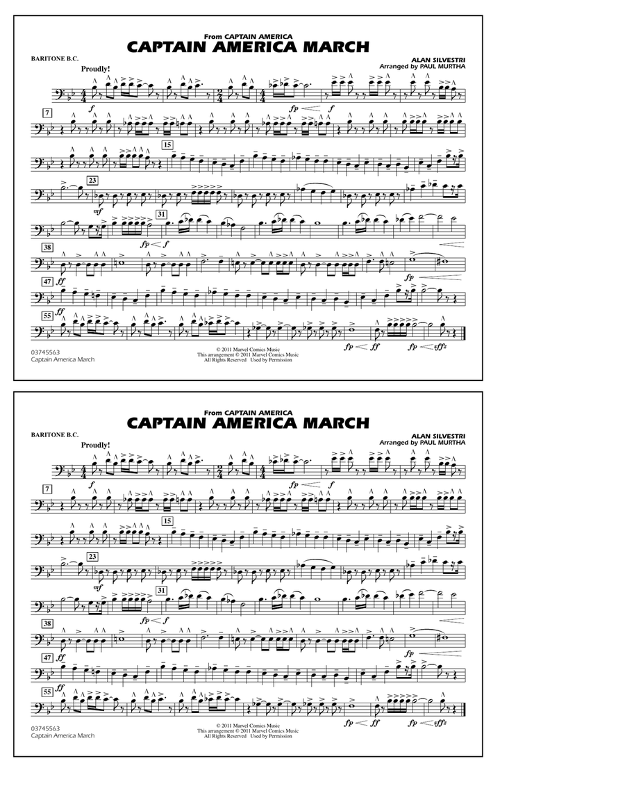 Captain America March - Baritone B.C. Marching Band scores gallery preview page 1