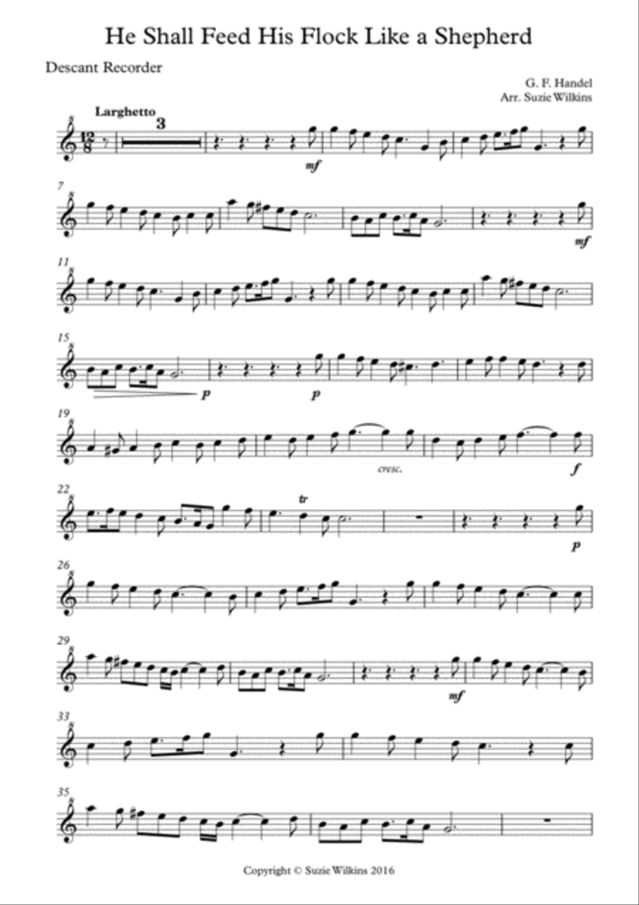 He Shall Feed his Flock from Handel's Messiah Woodwind Quartet scores gallery preview page 2