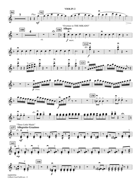 Gilbert And Sullivan (arr. Ted Ricketts) - Violin 2