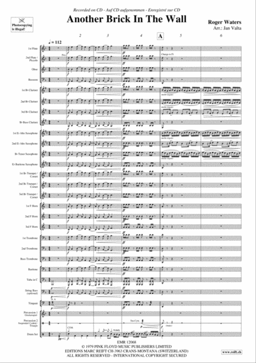Another Brick In The Wall Concert Band scores gallery preview page 4