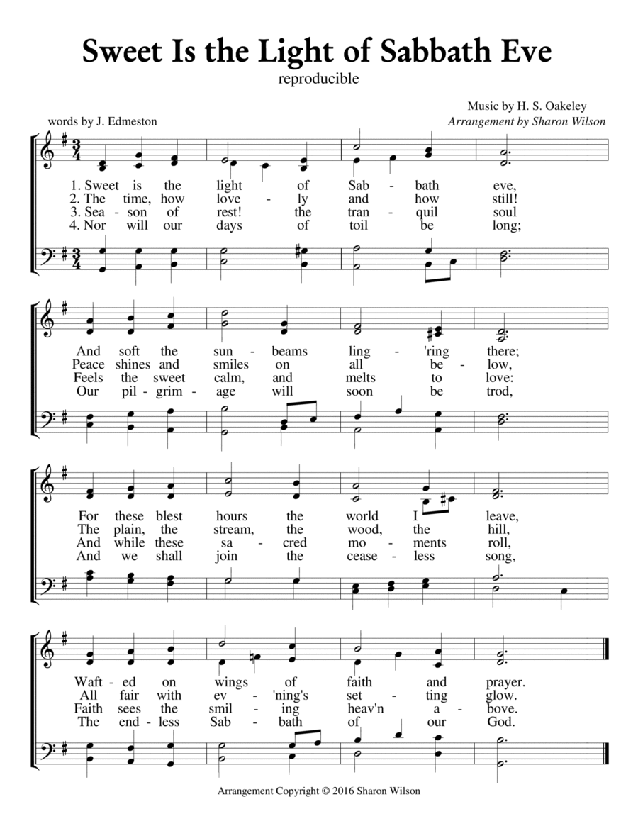 Sweet Is the Light of Sabbath Eve (Sabbath Celebration) High Voice scores gallery preview page 1