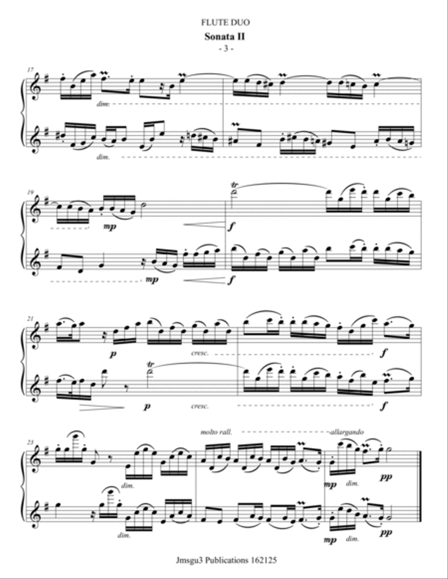 Handel: Sonata No. 2 for Flute Duo Flute Duet scores gallery preview page 3