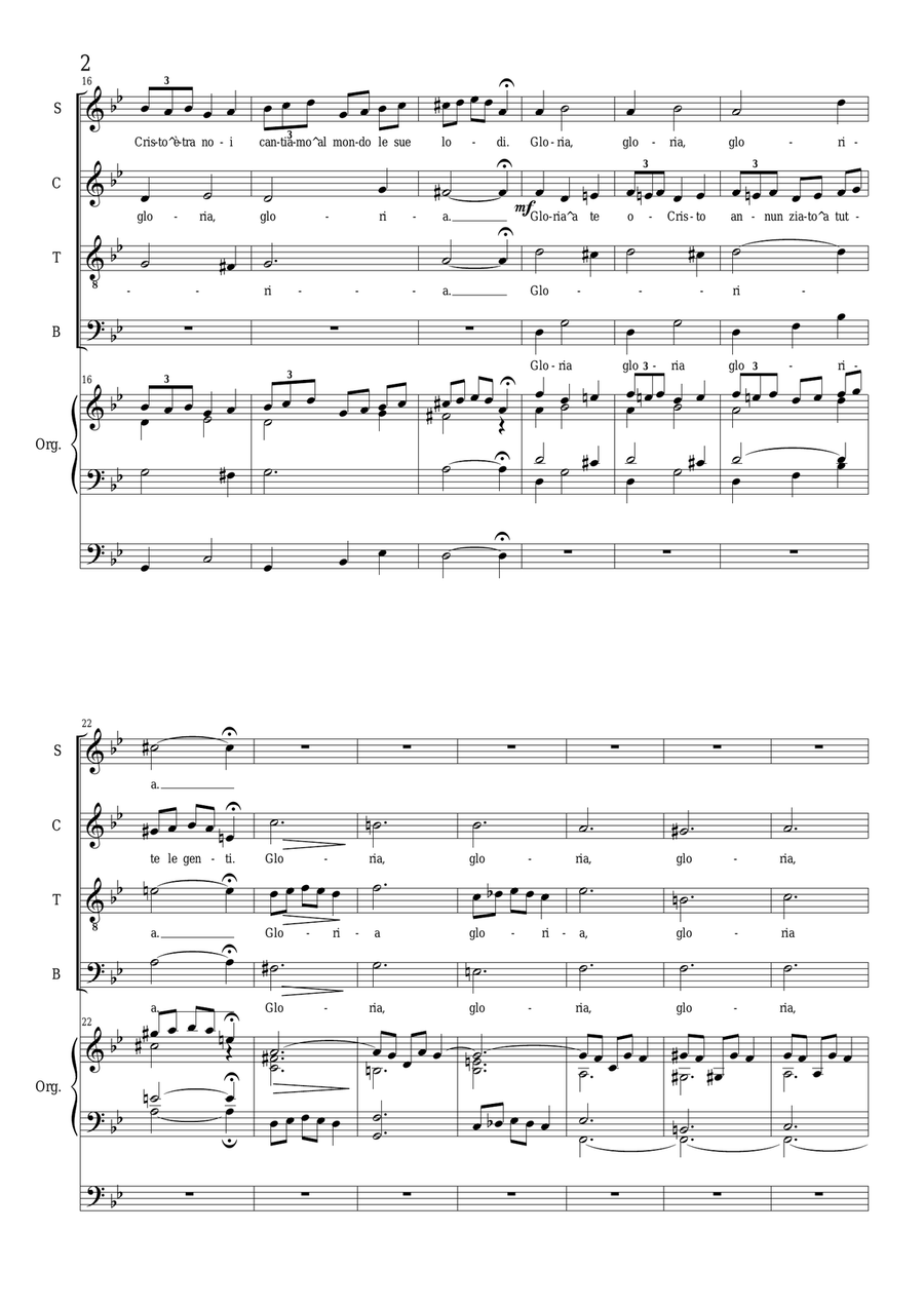Allelula,gloria a te o Cristo_satb e organo 4-Part scores gallery preview page 2