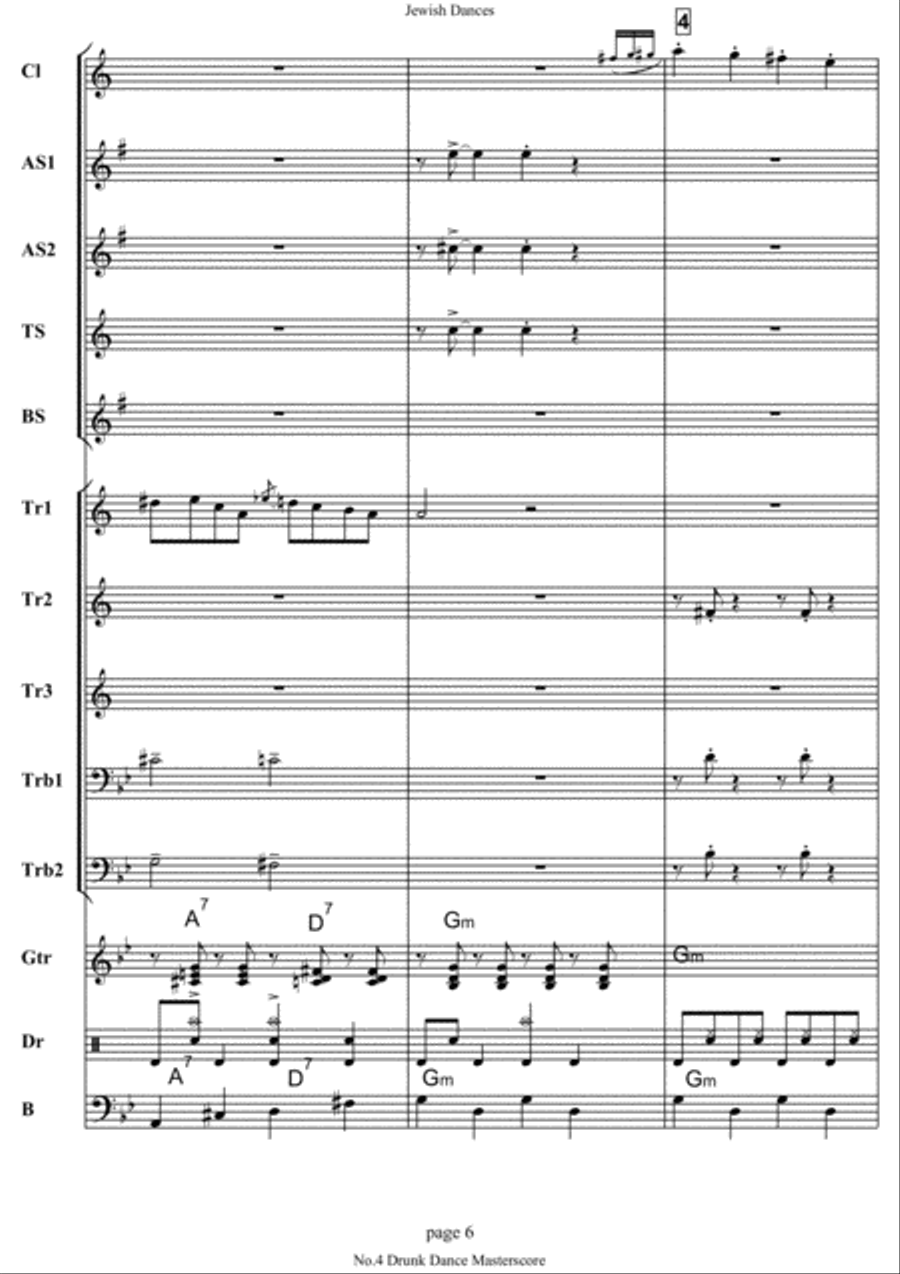 Jewish Dances. No.4, Drunk Dance. Concert Band scores gallery preview page 6