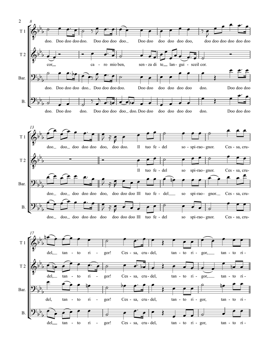Caro Mio Ben TTBB scores gallery preview page 2
