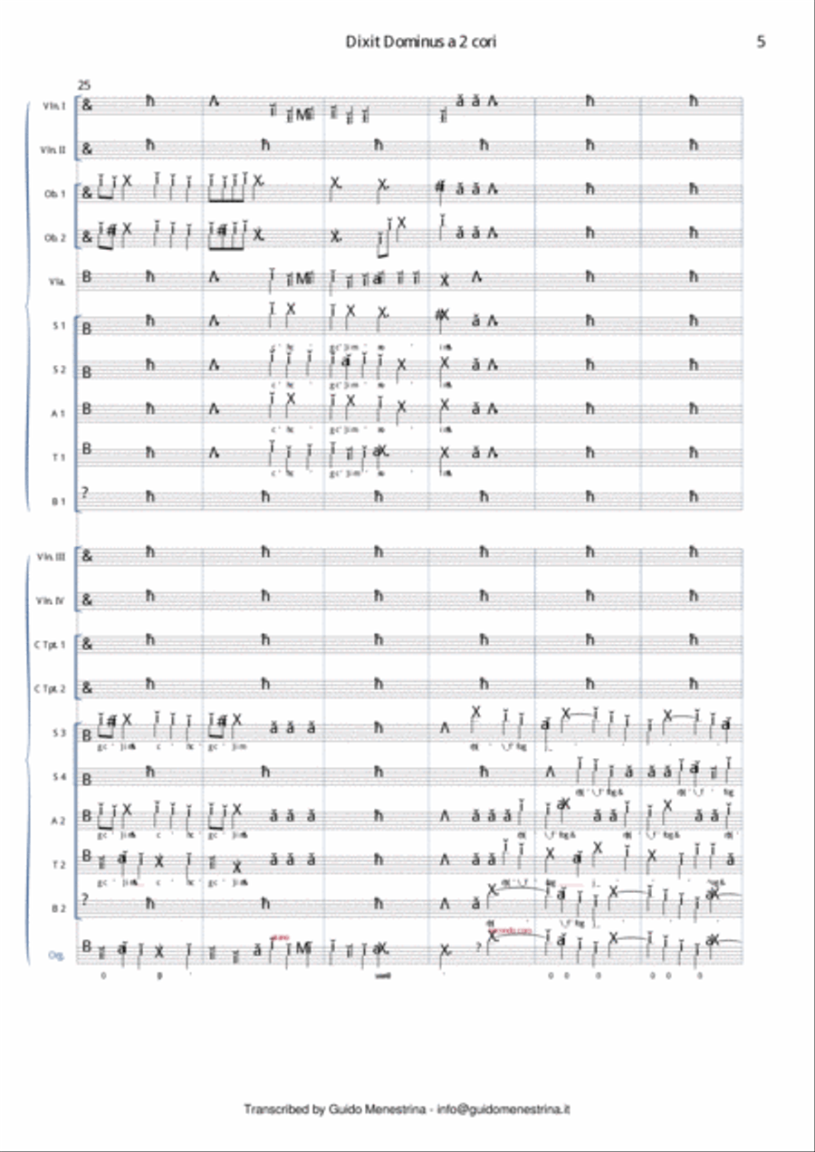 Leonardo Leo - Dixit Dominus a 2 cori, 1741, Secondo movimento 4-Part scores gallery preview page 6
