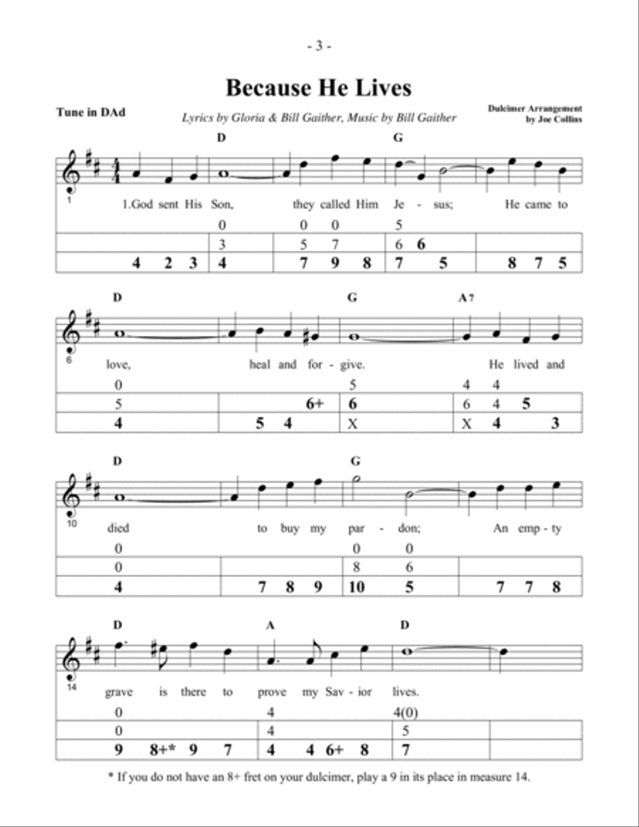 Because He Lives Dulcimer scores gallery preview page 3