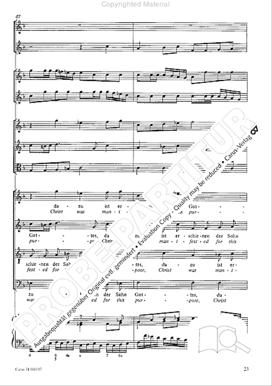 Christ was manifested for this purpose (Dazu ist erschienen der Sohn Gottes) ATB scores gallery preview page 25